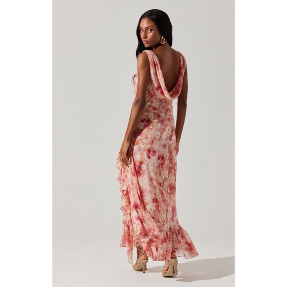 ASTR the label Cecilia Floral Cowl Neck Maxi Dress Maeve pink size S NWOT - Picture 2 of 4